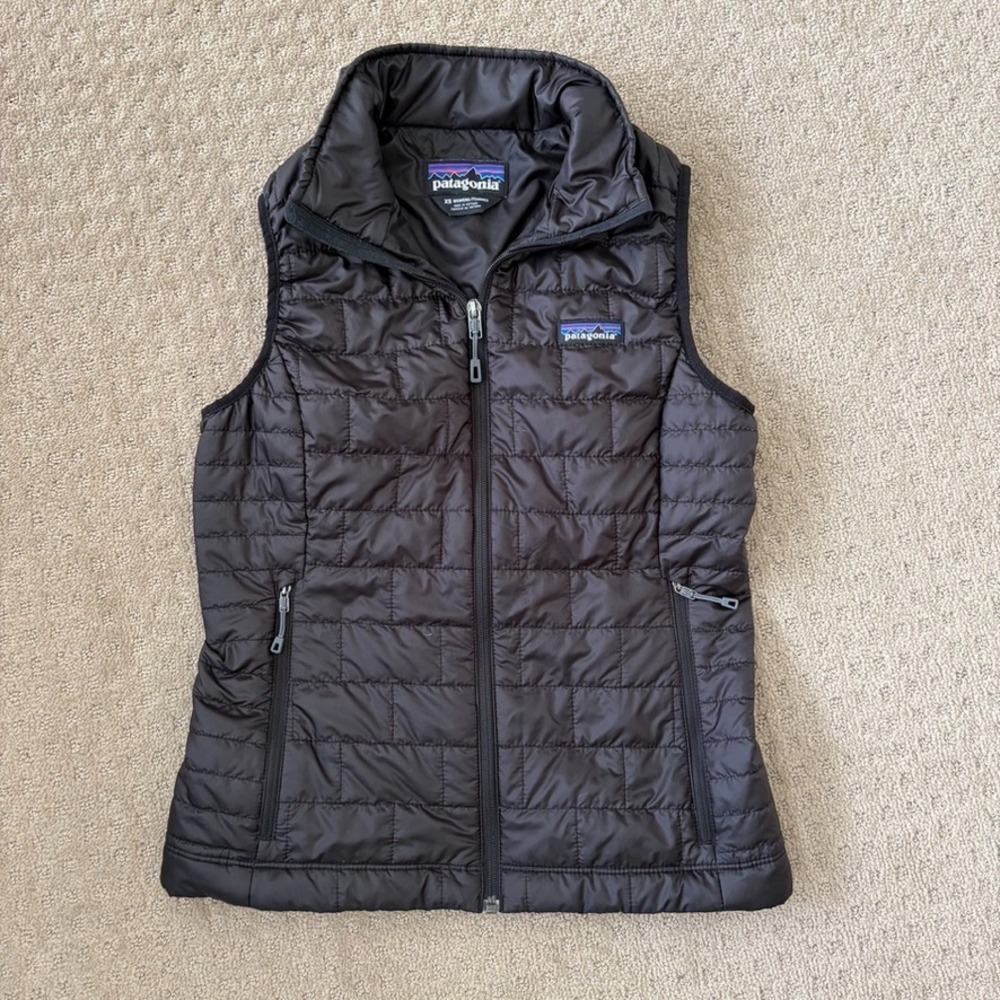 Patagonia Nano Puff Vest Womens XS Black Primaloft Insulated Puffer Full Zip